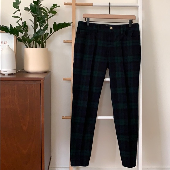 Banana Republic Pants - Banana Republic Green Blue Plaid Skinny Pants
